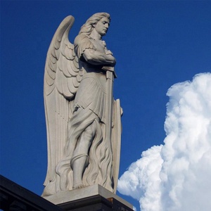 室外装饰大理石石雕塑圣大天使迈克尔雕像