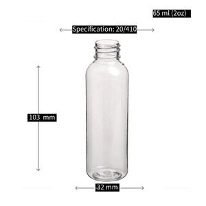 Bouteilles en plastique transparentes de forme ronde de 1 oz, 2 oz, 3 oz, 4 oz, 6 oz, 8 oz avec bouchons à clapet blancs et noirs - Product Image 3