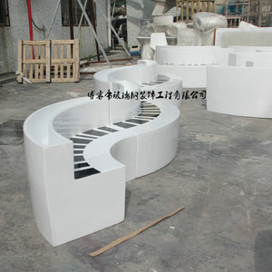 Glass Fiber Reinforced <b>Plastic</b> Modern Curved <b>Bench</b> For Mall Commercial Furniture Durable Design - Product Image 1