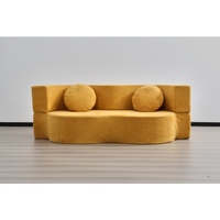 Canapé-lit Chesterfield moderne et portable, orange, rembourré en tissu avec rembourrage en mousse, dossier confortable, extensible, pour salon