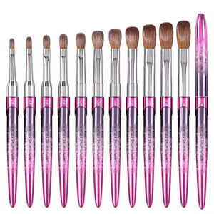 Pinceau de luxe en poils de vison pour nail art, manche acrylique, stylo de dessin et de sculpture pour manucure professionnelle DIY - Product Image 1