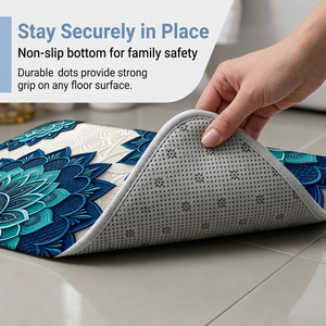 Luxury <strong>Blue</strong> Teal Mandala <strong>Bath</strong> <strong>Mat</strong> Ultra Absorbent Non Slip Rug Modern Hotel Bathroom Floor Decor Quick Dry Water Soaking <strong>Mat</strong> - Product Image 6