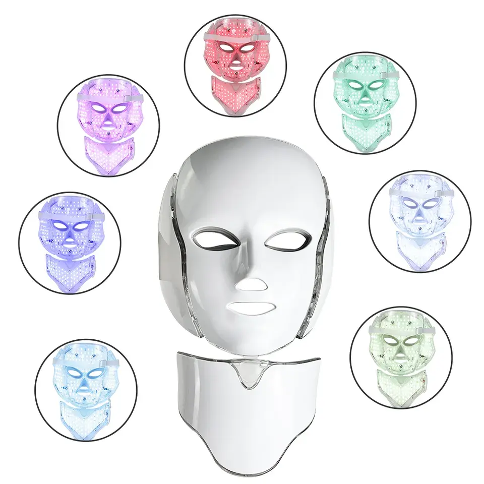 Led Facial Mask Light Therapy 7 Color Skin Rejuvenation Therapy Face Anti Aging Skin Tightening Wrinkles