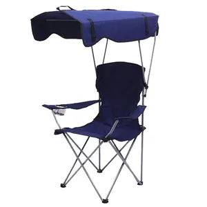 Toptan özel güneşlik taşınabilir plaj sandalyesi yaz sandalye açık havada Metal katlanır sandalye