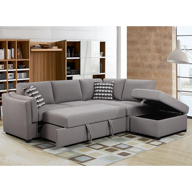 Kunden spezifische moderne Wohnzimmer möbel Sofa garnitur Hot Sale Sleeper L-förmiges Sofa mit Stretch-Sofas Bett für Zuhause Luxus