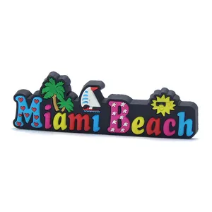 Ímã de geladeira americano Miami Miami 3D personalizado para presentes de lembrança de praia