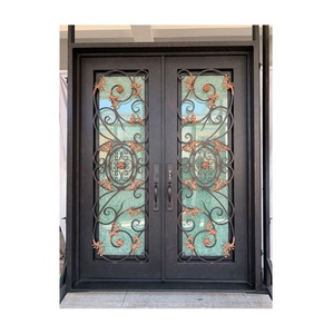 Proveedor de China, puerta de acero de seguridad elegante, puertas de entrada frontal de hierro forjado individuales decorativas - Product Image 3