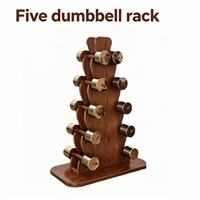 Support de Rangement Commercial Portable et Réglable en Chêne Rouge Massif pour Haltères, avec Logo Personnalisé, Durable et Stable, Vente en Gros