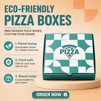 Boîtes à pizza miniatures de type tiroir, biodégradables, impression offset, design personnalisé, emballage en papier de qualité alimentaire, fournisseur en gros