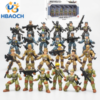 Pack de 6 figurines militaires en blister, jouets de soldats à assembler avec armes pour jeu militaire, cadeau jouet pour enfants de 3 ans et plus
