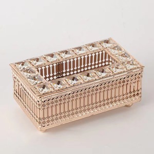 Caja de pañuelos multiusos de metal estilo influencer, decoración para el hogar, almacenamiento de mesa para sala de estar, servilletero con tapa abatible de alta gama - Product Image 5