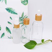 Botol Serum Tetes Kaca Es 30Ml, dengan Tutup Bambu