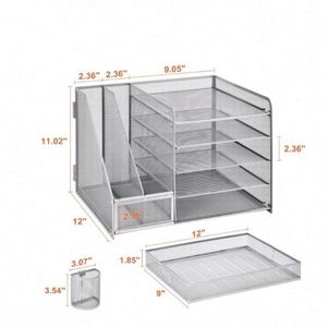 Metal Office Supplies Desk Organizers with <b>Drawer</b> 5 Tier Paper Letter Tray <b>File</b> Column Data Organization A4 <b>File</b> Rack - Product Image 2