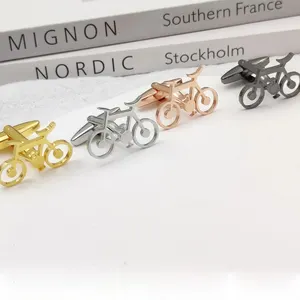 Suit Shirt New Fashion High Quality Cute Men Jewelry Wholesale Custom Available Stainless Steel Bicycle Bike Cufflinks For Gift