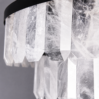 Lustre suspendu en cristal à double niveau de luxe, texture naturelle, pour hall d'hôtel, villa, salle à manger, éclairage de projet
