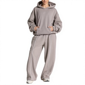 Ensemble de survêtement personnalisé pour femmes, coupe large, 280 g/m², pour marques de boutiques américaines, faible MOQ - Product Image 1