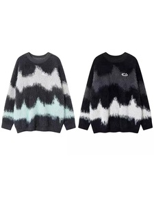 Pulls doux pour couple, bicolores noir et blanc, style ample et décontracté, tendance streetwear automne-hiver, tricots de marque pour hommes - Product Image 6