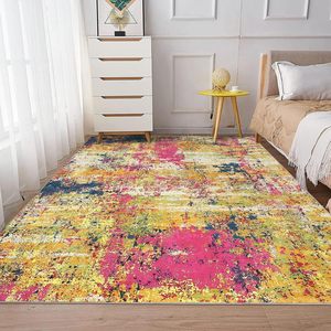 Nueva llegada moderno abstracto 9x12 interior guardería hogar Oficina suave rosa/amarillo antideslizante lavable gran sala de estar alfombra para - Product Image 4