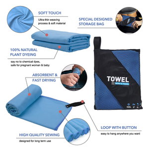 Toalla Deportiva Personalizada OEM de Secado Rápido, Ecológica, Súper Absorbente, 200GSM, Microfibra, Color Sólido, Logotipo Personalizado Tejido <span class=keywords><strong>Lenna</strong></span> - Product Image 6