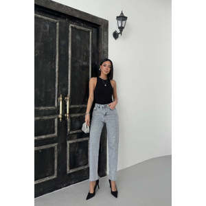 Jeans Boyfriend à imprimé léopard respirant pour femmes, taille basse, style gothique, skinny, bootcut, nœud floral, design déchiré, style camionneur - Product Image 6