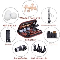 Ensemble de 7 accessoires de golf portables marron, boîte de rangement en cuir PU imperméable avec logo personnalisé pour une utilisation universelle