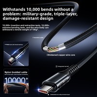Câble de charge rapide et de transfert de données en nylon tressé Type-C vers Type-C 60W en cuivre pur pour iPhone 17 et charge en voiture