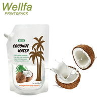 Pochette Doypack transparente à bec verseur pour eau de coco, résistante aux hautes températures, pour boissons à base d'aloe vera, sachet rétractable stérilisable