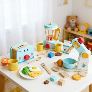 Ensemble de cuisine en bois Mudi Bear avec presse-agrumes et cafetière pour enfants de 4 à 6 ans - Product Image 1
