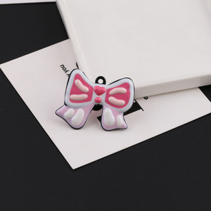 Colgante de aleación de zinc con lazo pintado a mano, accesorio de joyería DIY para bolso, llavero, regalo unisex, colores aleatorios - Product Image 2
