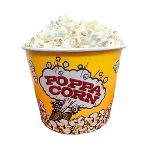 Commercio all'ingrosso personalizzato stampato bianco eco friendly usa e getta cibo zuppa gelato popcorn carta fritto secchio di pollo con coperchio