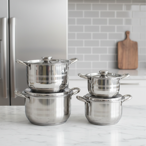 Ensemble de casseroles <span class=keywords><strong>Lechen</strong></span> Modern 5 pièces en acier inoxydable à double fond extra épais, compatible lave-vaisselle, écologique, 16-28 cm - Product Image 3