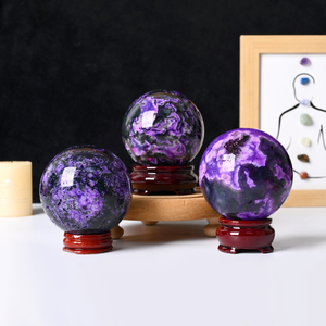 High Quality <b>Crystal</b> Healing Stone Sphere purple Moss Agate Sphere for Decoration - Product Image 2