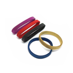 <span class=keywords><strong>Bracelet</strong></span> en acier inoxydable avec design en <span class=keywords><strong>maille</strong></span> élastique personnalisé, nouveau <span class=keywords><strong>bracelet</strong></span> multicolore arc-en-ciel brun bleu or, charme de la mode du printemps - Product Image 3