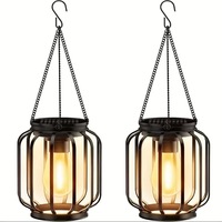Lampe suspendue solaire en fer forgé, style vintage, pour camping, jardin, cour, décoration extérieure, lampe ajourée pour randonnée