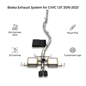 ท่อไอเสียแบบ Catback ของแท้ (OEM) พร้อมรีโมทคอนโทรล สำหรับรถยนต์ CIVIC 1.5T ปี 2016-2023 รุ่น Hatchback ระบบวาล์วทรอนิกส์ Boska  วัสดุ SUS304 - Product Image 1