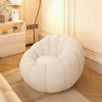 Flauschiger Kürbis-Sitzsack, weicher Plüsch-Akzentstuhl, fauler Einzelsofa-Sessel mit optionalem Fußhocker für Wohnzimmer und Zuhause