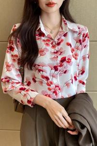 Nuova Camicetta da Donna con Scollo a V in Chiffon Floreale, Blusa Mujer De <span class=keywords><strong>Moda</strong></span>, <span class=keywords><strong>Top</strong></span> da Donna 2283 # - Product Image 5