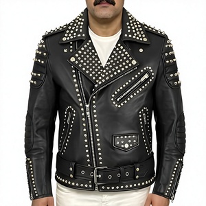 Chaqueta Varsity de Cuero de Oveja para Hombre, de Alta Calidad, con Tachuelas, Corte Ajustado, Impermeable, Cortavientos y Transpirable para Invierno - Product Image 1