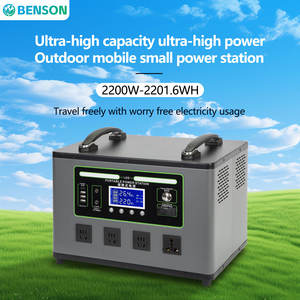 Station portable extérieure Benson 220V LiFePO4 haute capacité avec entrée solaire AC, onduleur à onde sinusoïdale pure 2KW, compatible <span class=keywords><strong>voiture</strong></span> et camping - Product Image 1