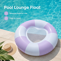 Bouée de natation gonflable OEM, rose à rayures, avec fond en maille, en PVC sans phtalates, jouet aquatique, transat pour adulte, personnalisable