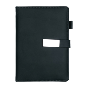 Carnet de notes professionnel en cuir noir Aurelux avec fermeture métallique élégante, reliure rigide, modèle RE0519 pour la planification quotidienne des cadres - Product Image 1