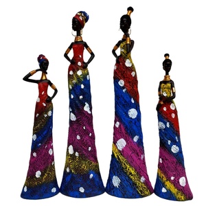 Statue africaine Vintage. Sculpture à la main de Figurines afro-américaines. <span class=keywords><strong>Art</strong></span> africain de dame <span class=keywords><strong>Tribal</strong></span> exotique - Product Image 4
