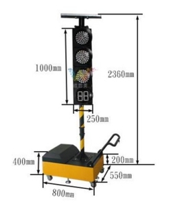 Feux de signalisation routière mobiles <span class=keywords><strong>à</strong></span> LED solaires portables de 200 mm avec minuteur de <span class=keywords><strong>compte</strong></span> <span class=keywords><strong>à</strong></span> <span class=keywords><strong>rebours</strong></span>, chariot <span class=keywords><strong>à</strong></span> roues pour travaux routiers - Product Image 4