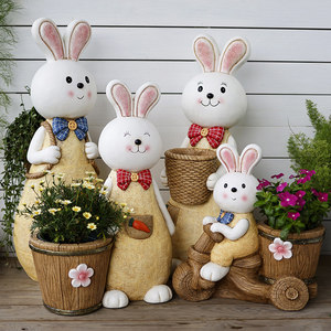 Pot <span class=keywords><strong>de</strong></span> fleurs lapin mignon style pastoral pour plantes succulentes, populaire sur internet, décoration créative pour balcon et cour, ornements d'extérieur - Product Image 6