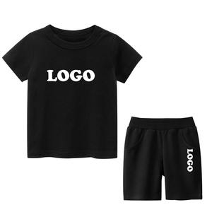 Conyson 2026 Conjunto de Ropa de Verano para Niños con Logotipo Personalizado, 100% Algodón, Camisetas de Cuello Redondo Suaves y Pantalones Cortos, Chándales Informales de Color Sólido para Niños - Product Image 2
