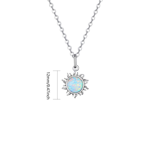 Collana con catena a maglia in lega di rame placcata argento con opale sintetico da donna, stile Hawaii Beach The Sun, per anniversario - Product Image 2