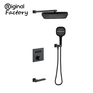 Ensembles de <span class=keywords><strong>douche</strong></span> thermostatique encastrés muraux A-9126H Offre Spéciale OEM carrés en laiton PVD noir mat - Product Image 2