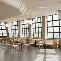 Comptoir de bar en bois pour café, vitrine de présentation, ensemble table et chaises de restaurant, vitrine à desserts, conception intérieure personnalisée tout-en-un