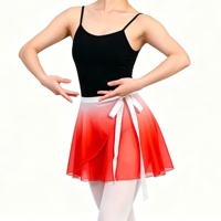 Falda de tul de ballet con degradado, falda de gasa de una pieza con lazo, media falda para práctica de danza para adultos, media falda de práctica.