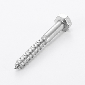 Tornillos de madera con extremo puntiagudo de <span class=keywords><strong>cabeza</strong></span> <span class=keywords><strong>hexagonal</strong></span> de <span class=keywords><strong>cabeza</strong></span> plana de media rosca DIN571 de acero inoxidable 304, pernos autorroscantes - Product Image 1